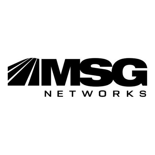 Black and white MSG Networks logo with stylized graphic.