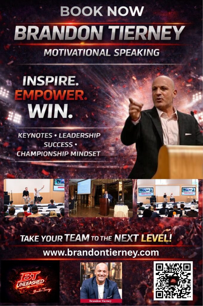 Motivational speaking event advertisement with speaker.