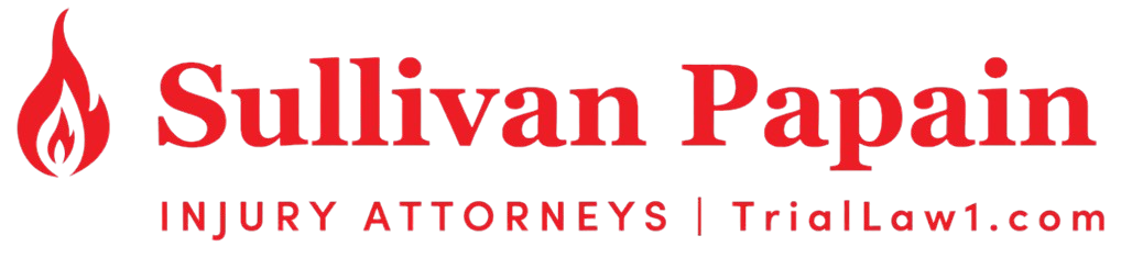 Sullivan Papain injury attorneys logo with flame.